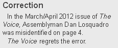 Correction      In the March/April 2012 issue of The Voice, Ass