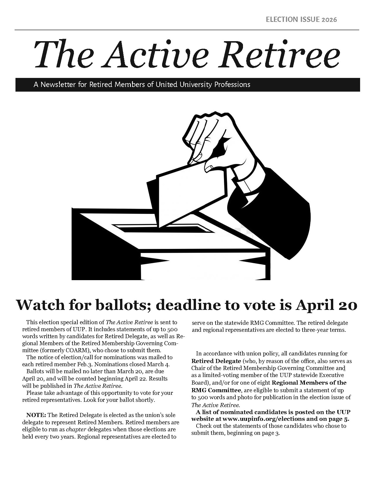 Election 2026 Active Retiree